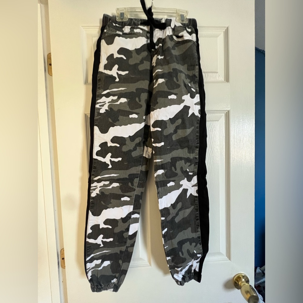 Black + White Camo Cargo pants